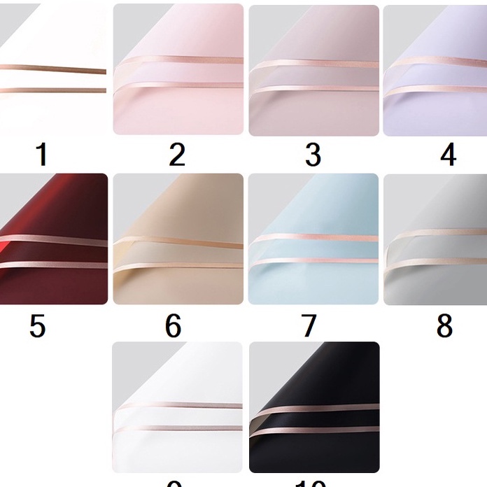 

HJ6 2 LEMBAR Kertas Floral Flower Wrap 5858cm Pembungkus Bunga Gold Line Cellophane Jelly Film Ecer Florist Supplier