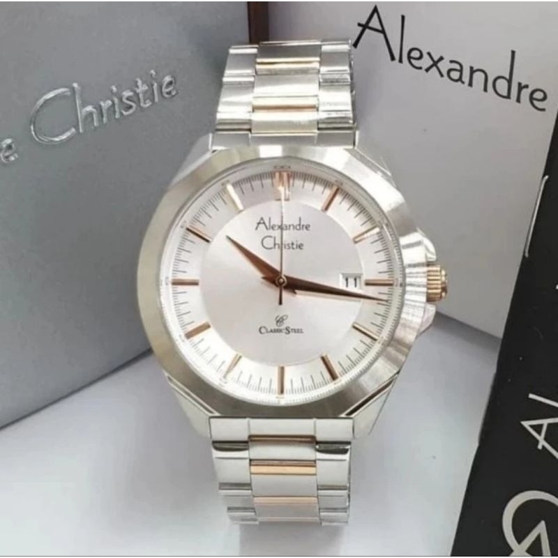 JAM TANGAN PRIA ALEXANDRE CHRISTIE AC8596 AC 8596 SILVER ROSEGOLD ORIGINAL