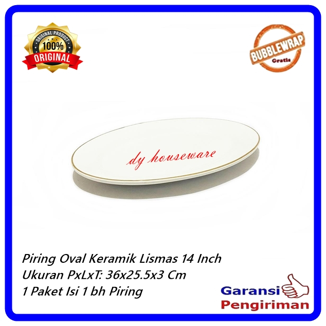 Piring Oval Keramik Putih Lismas 14Inch Piring Oval Keramik 14 Inc Sonita ( Harga 1 Pcs )