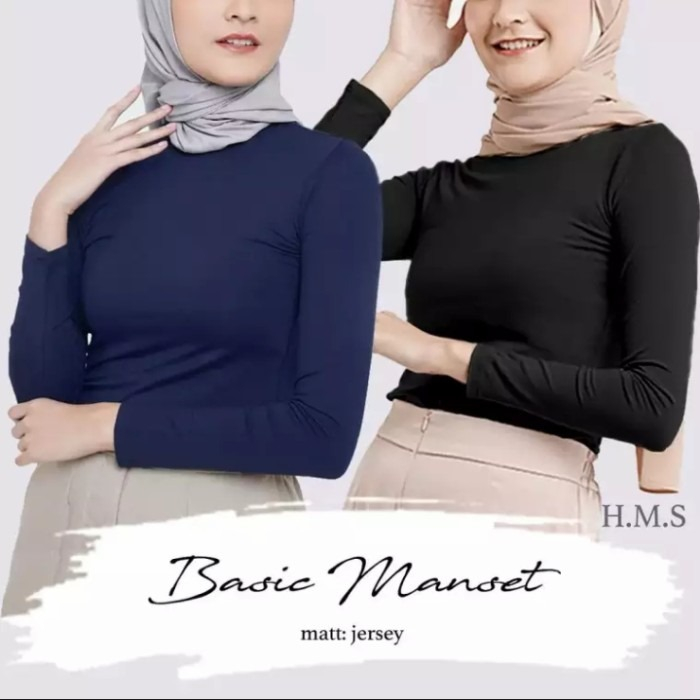 Manset Lengan Panjang Manset Baju Kaos Wanita Turtleneck Inner Dress Lengan Panjang Dalaman Hijab Ba