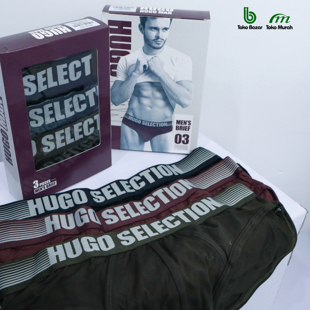 HUGO Celana Dalam Pria Dewasa | Celana Dalam Isi 3 Pcs | M-3XL