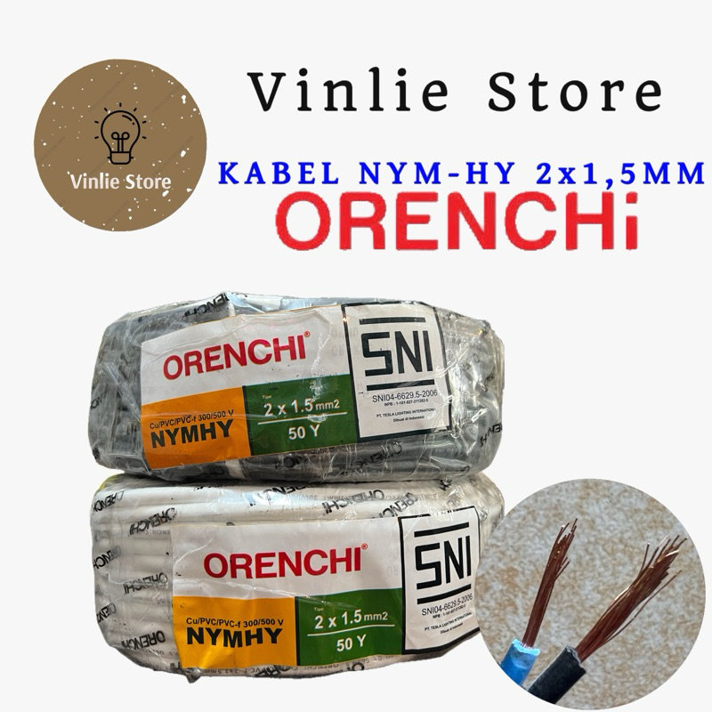 KABEL LISTRIK SERABUT NYM HY 2 x 0,75 MM / 2 x 1,5 MM ORENCHI /VOKSEL HARGA METERAN