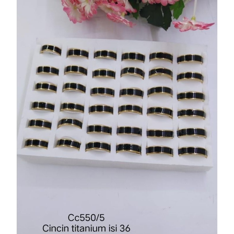 36PCS CINCIN TITANIUM LIS KUNING 5ML CINCIN TITANIUM PRIA WANITA ANTI KARAT DAN TIDAK LUNTUR