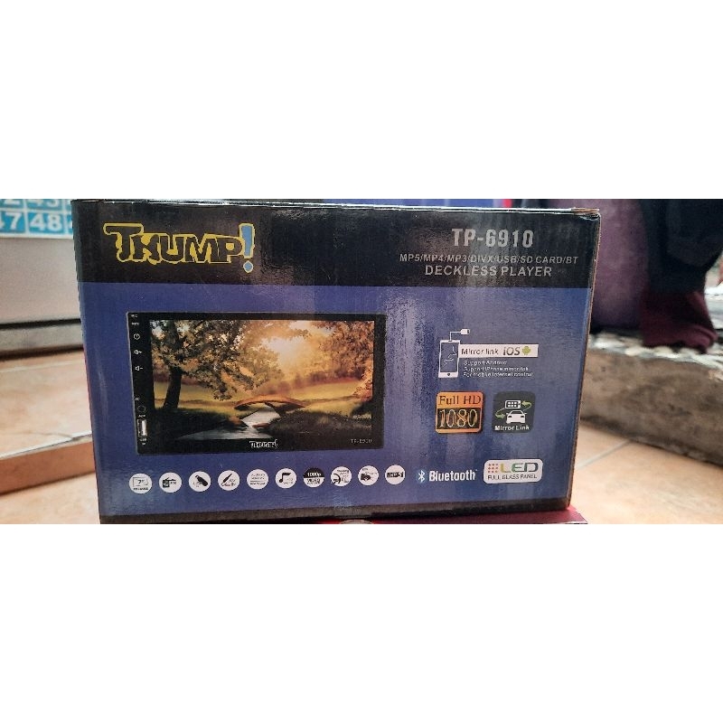 PL Head Unit Deckless Thump TP-6910 Full Glass Mirrolink BT (head unit vidio/radio aktif untuk mobil
