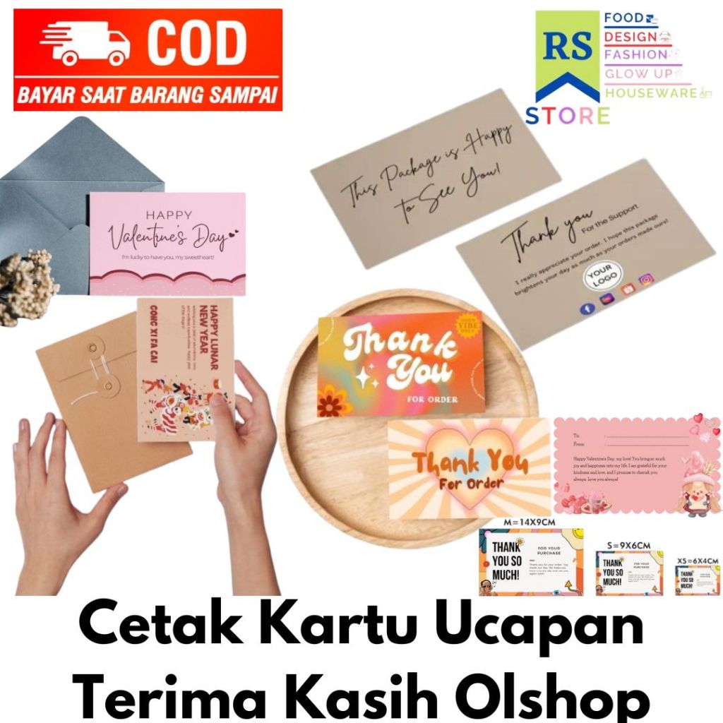 cetak kartu ucapan terima kasih online shop thanks card olshop murah free template / kartu souvenir 