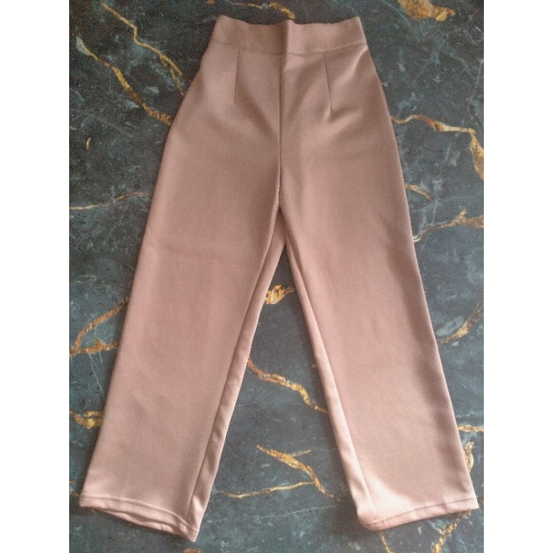 preloved celana kulot high waist size s warna coklat millo scuba kulot wanita murah