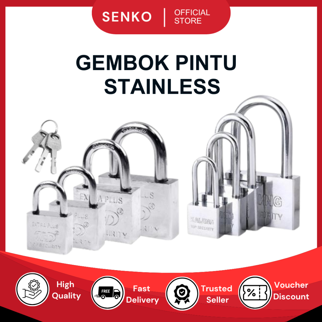 Gembok Stainless anti karat / kunci gembok pintu / Gembok pagar anti maling / gembok pagar /