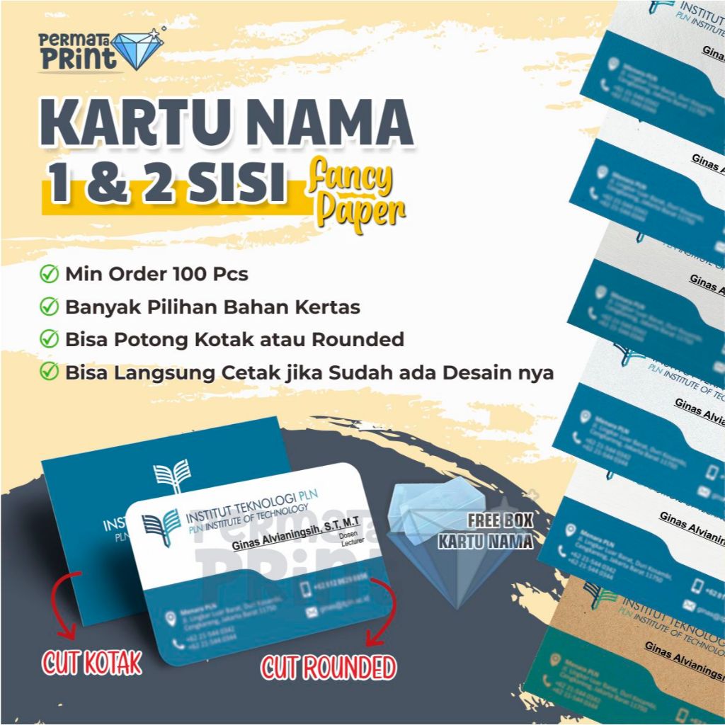 

Print Kartu Nama Berbagai Bahan / Kartu Nama Custom Lengkap / Kartu Nama Rounded / All Bahan / Business Card / Kartu Nama / Business Card / Free Box