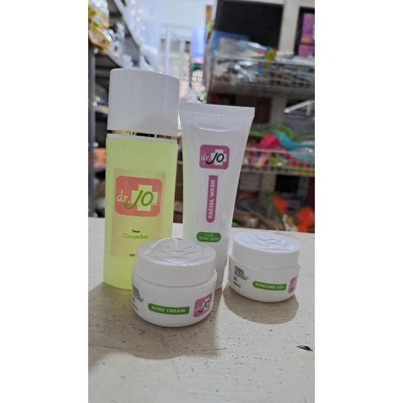 [ 1 PAKET ] SKINCARE dr jo. Acne care Paket lengkap ( facial wash + Toner + suncare gel + acne cream