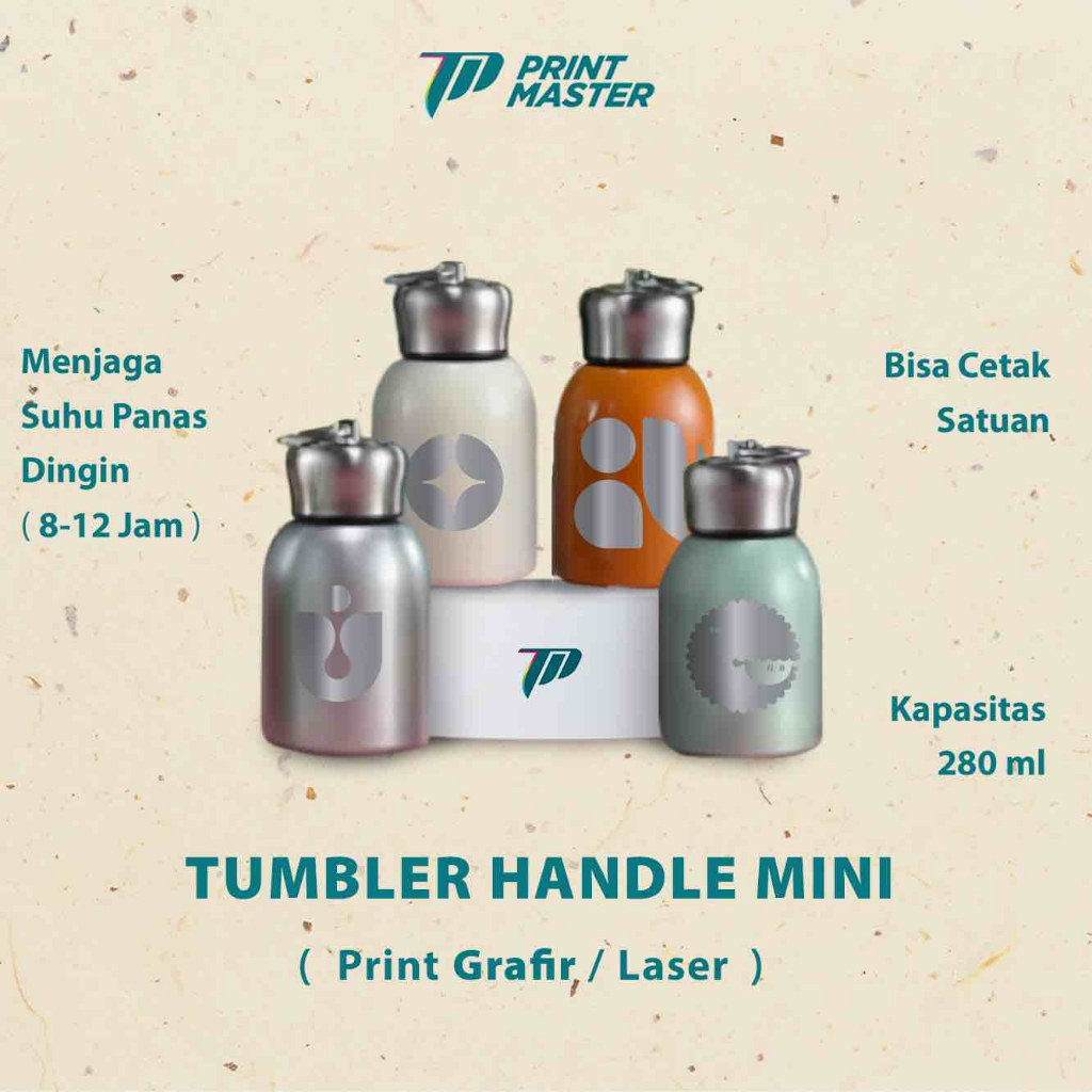 Tumbler Custom Handle Mini Vacuum 280ml Laser Grafir Souvenir/Promosi