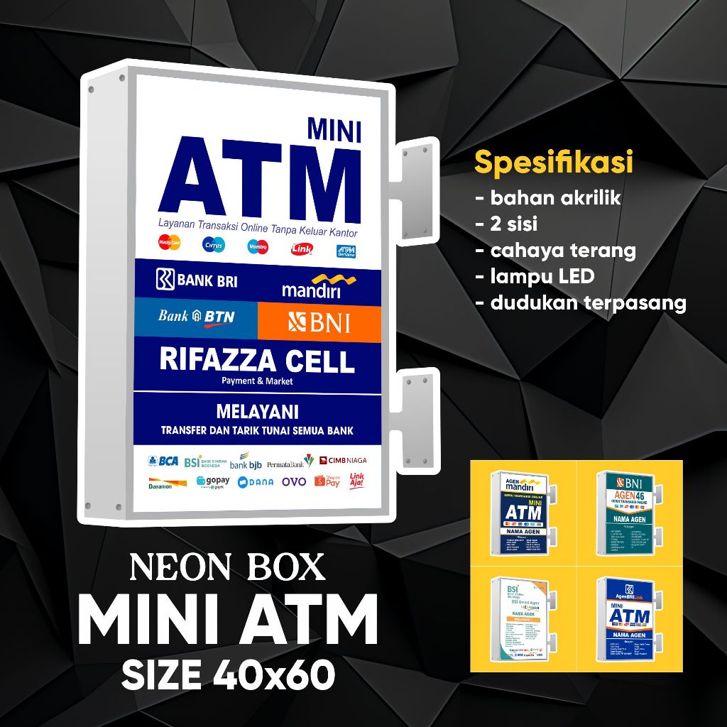 NEON BOX MINI ATM - NEON BOX BRILINK - NEON BOX KOTAK - NEON BOX 2 SISI