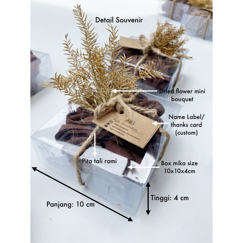 SOUVENIR PERNIKAHAN SCRUNCHIE PREMIUM + CARD & BOX MIKA | Souvenir : Wedding, Bridesmaid, Ulang Tahu