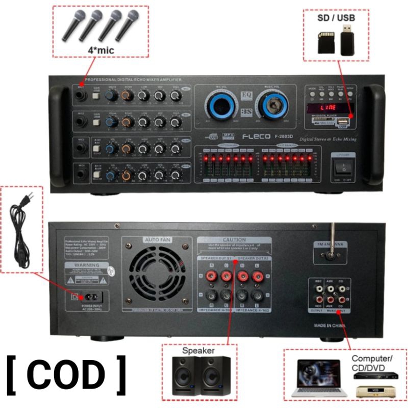 [COD] POWER AMPLIFIER "FLECO" F-2803D GARANSI RESMI