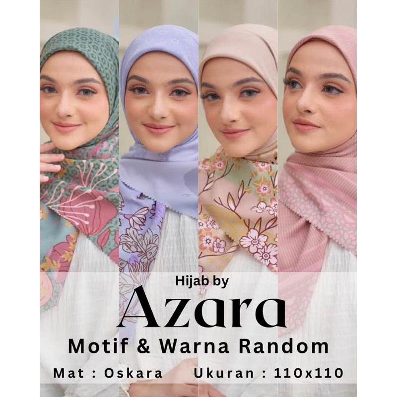 AZARA Metal Logo Jilbab Segi Empat Motif Oskara 110 X 110 CM Hijab Kerudung Square