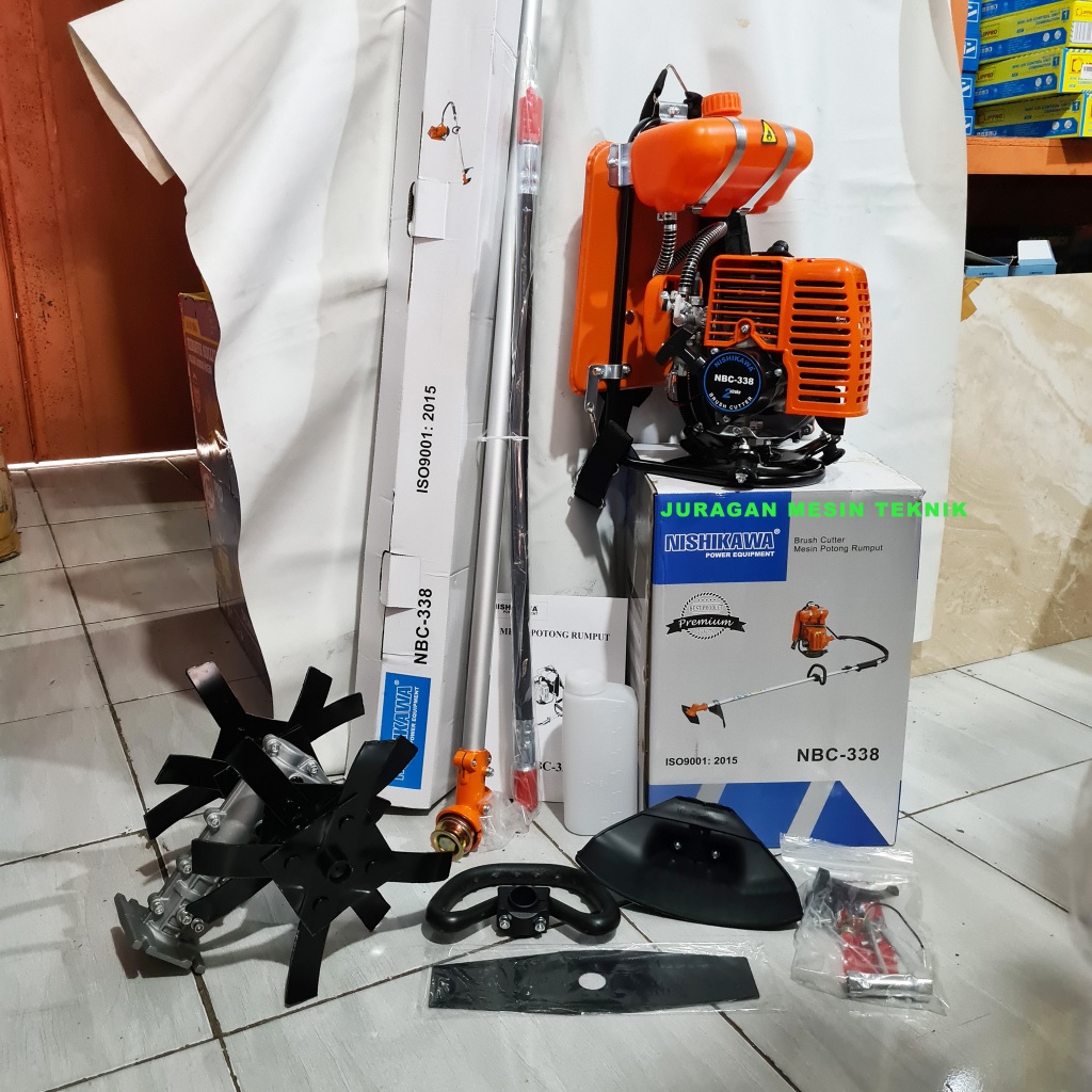 Paket Mesin Potong Rumput 2 Tak & Adaptor Bajak Sawah