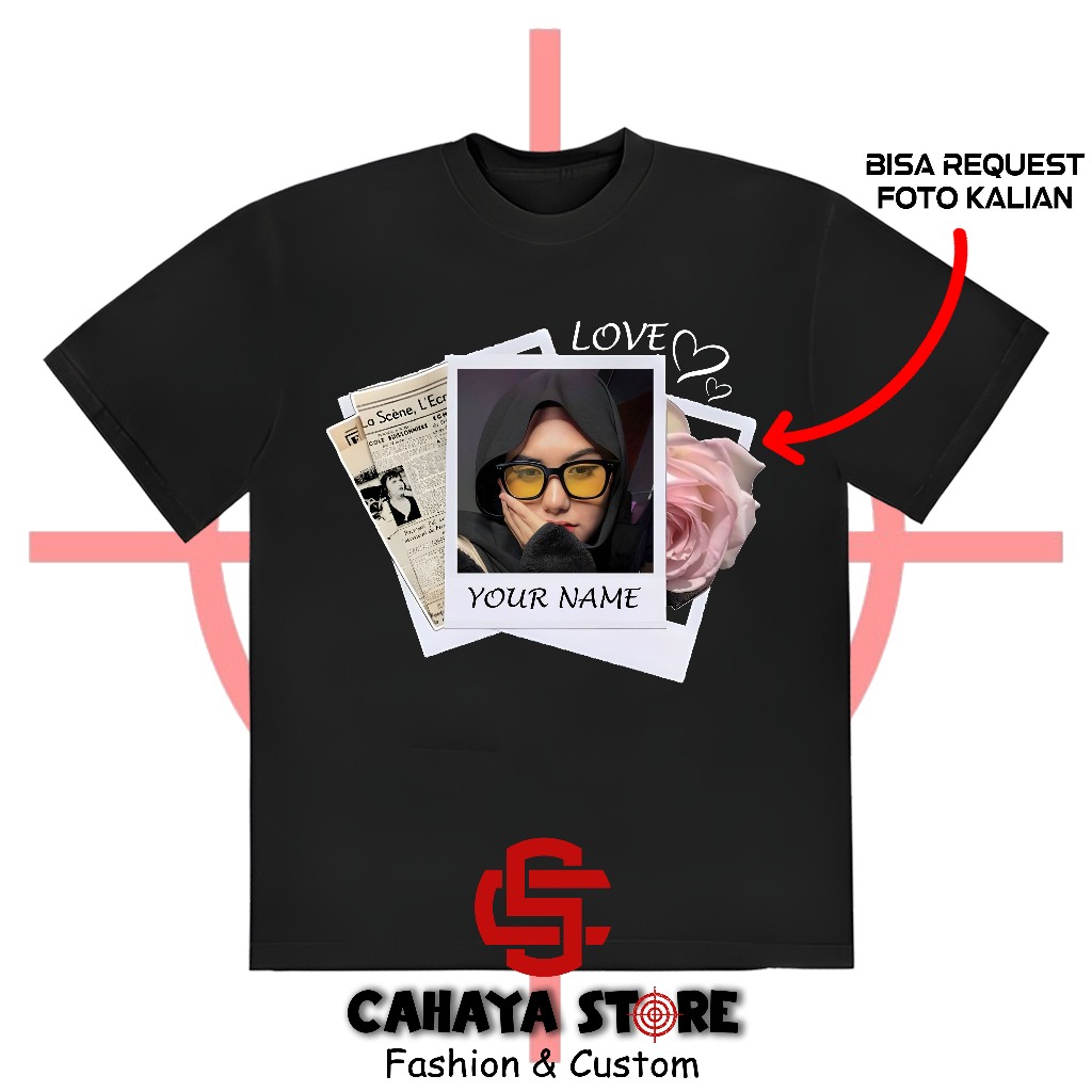 CUSTOM FOTO DAN NAMA - KAOS AESTHETIC - PRIA DAN WANITA - KAOS DISTRO - BISA GANTI NAMA DAN FOTO