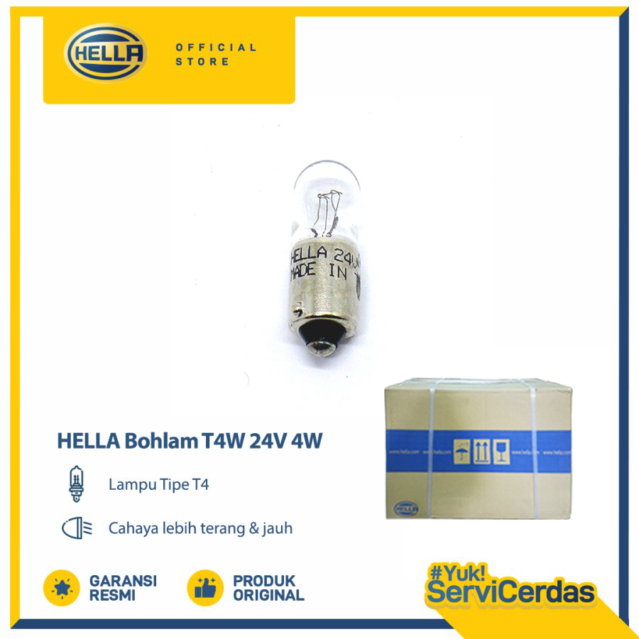 Bohlam Lampu Mobil HELLA T4W 24V 4W (DUS) - Lampu Senter