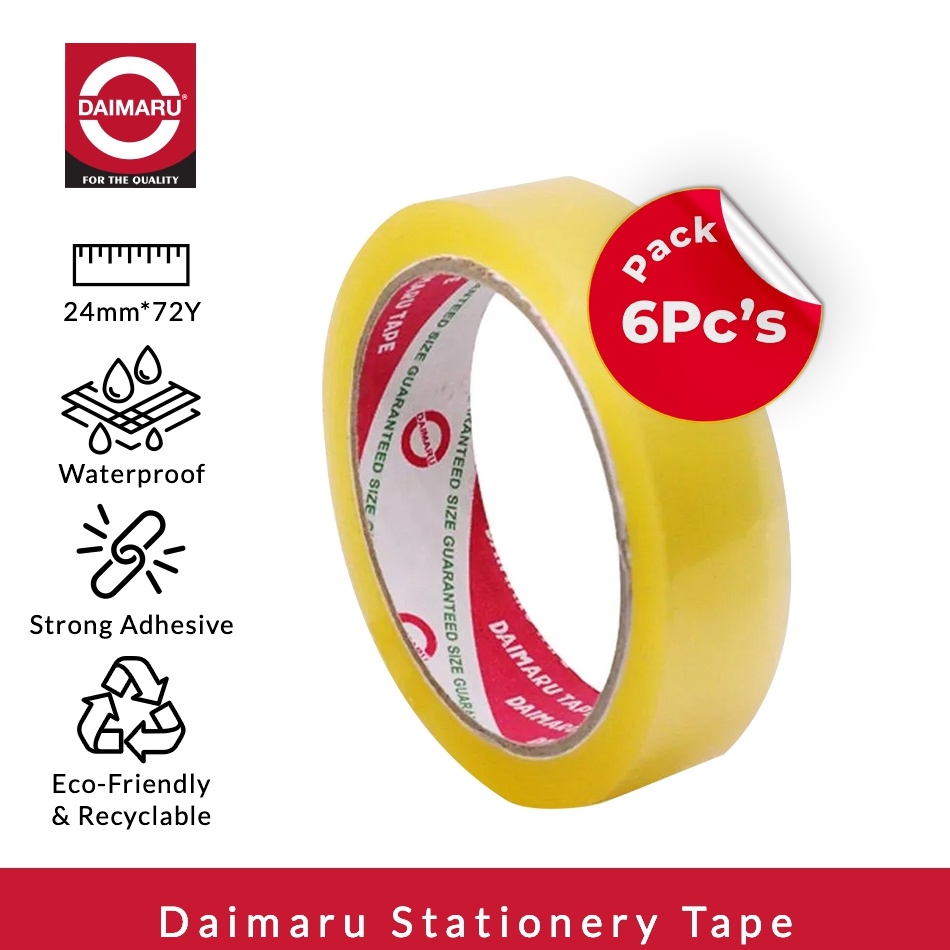 

Daimaru Stationery Tape Transparan 24 mm x 72 Yard Paket 6Pcs KODE N2G5