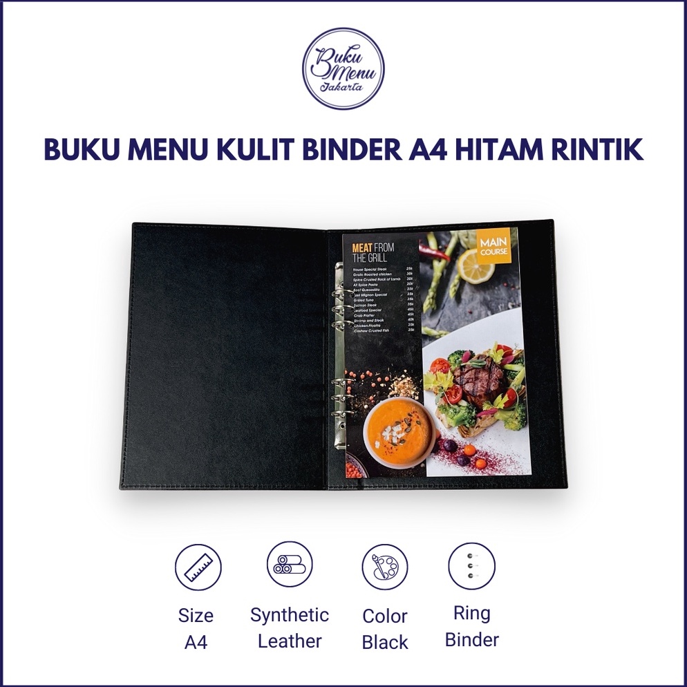 

COVER MENU RESTORAN CAFE KULIT BINDER UKURAN A4 HARGA TERJANGKAU KODE F1F6