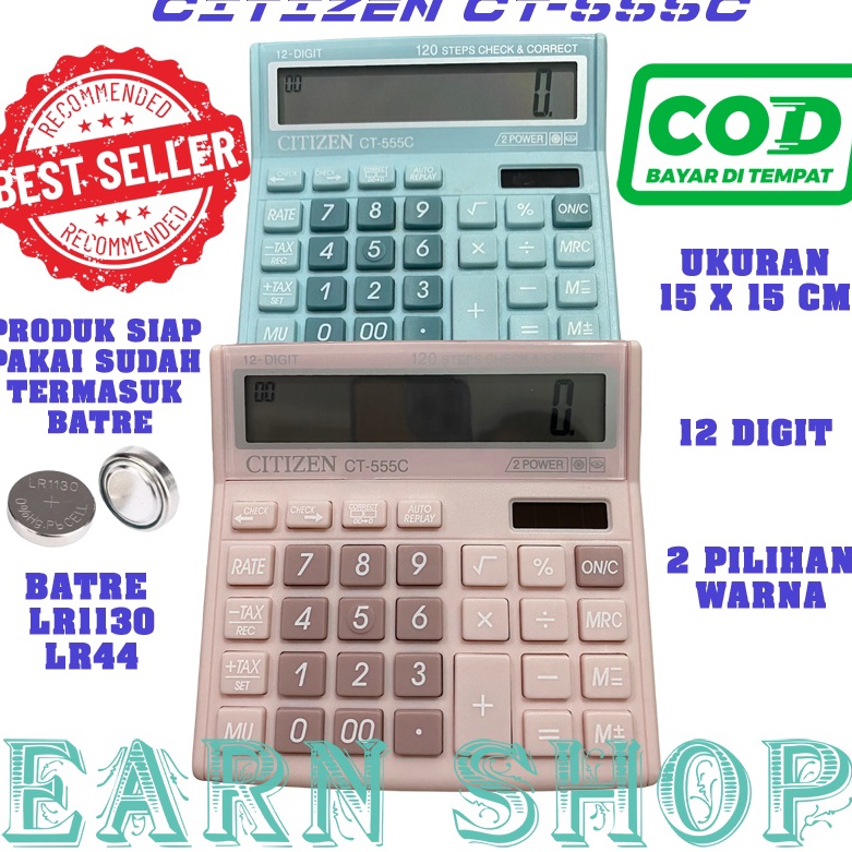 

KALKUKATOR FANCY WARNA WARNI CITIZEN CT 555C CT555C CT555 KODE R7J5