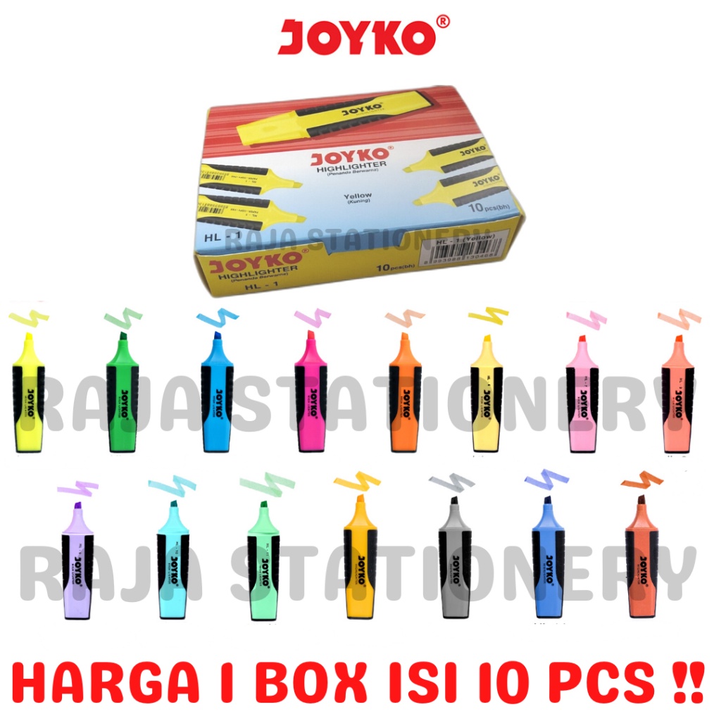 

KODE V1S4 Joyko HIGHLIGHTER PASTEL NEON COLOUR PENANDA JOYKO WARNA NEON PASTEL BOX 1PCS