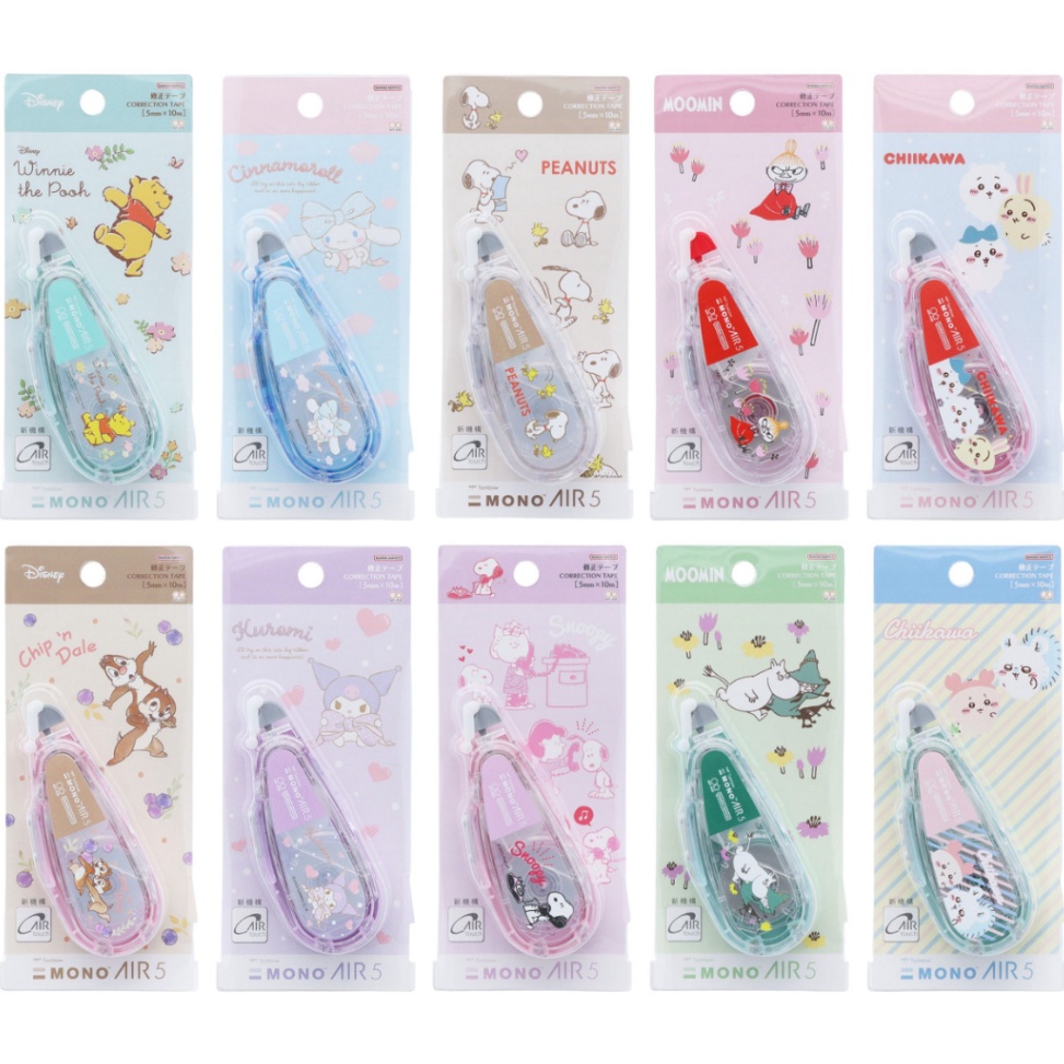 

Tombow Mono Air Correction Tape Disney Winnie the Pooh Chip n Dale Sanrio Kuromi Cinnamoroll Peanuts Snoopy Moomin Little My Chiikawa 5mm x 1m Pita Koreksi Limited Edition KODE I6R9
