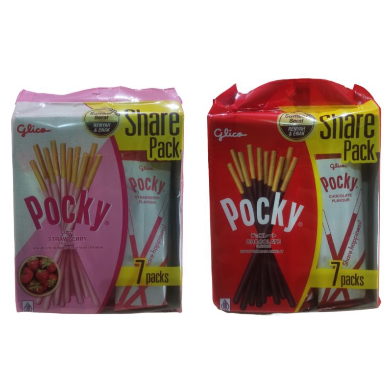 

Pocky SHARE PACK Rasa Cokelat / Strawberry isi 7pcs