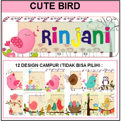 

STIKER STICKER LABEL NAMA WATERPROOF BASIC: CUTE BIRD