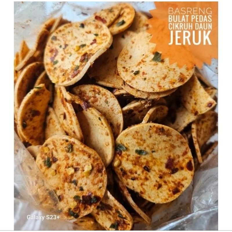 

basreng bulet pedas cikruh dan daun jeruk/ baasreng koin pedas 200gr