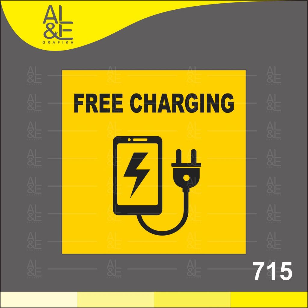 

715 - Stiker Free Charging, Sticker Vinyl, Premium dan Tahan Air