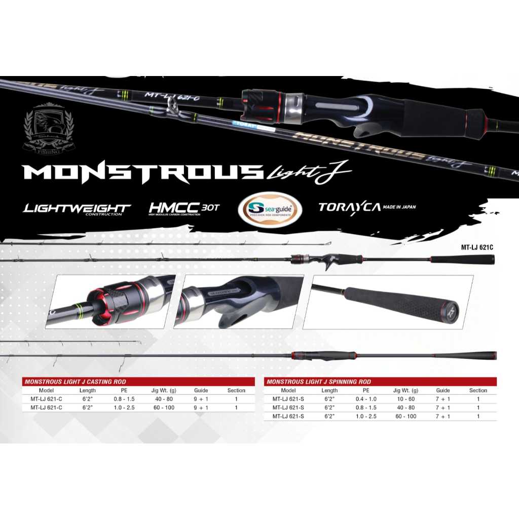 joran light jig seahawk monstrous ONE PIECE 621SP 621BC PE0.4-1.0 PE0.8-1.6 PE1.0-2.5 FREE PIPA rod 