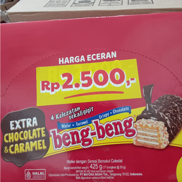 

QH Beng-BENG Extra Chocolate Eceran 2500 1 Box Isi 17