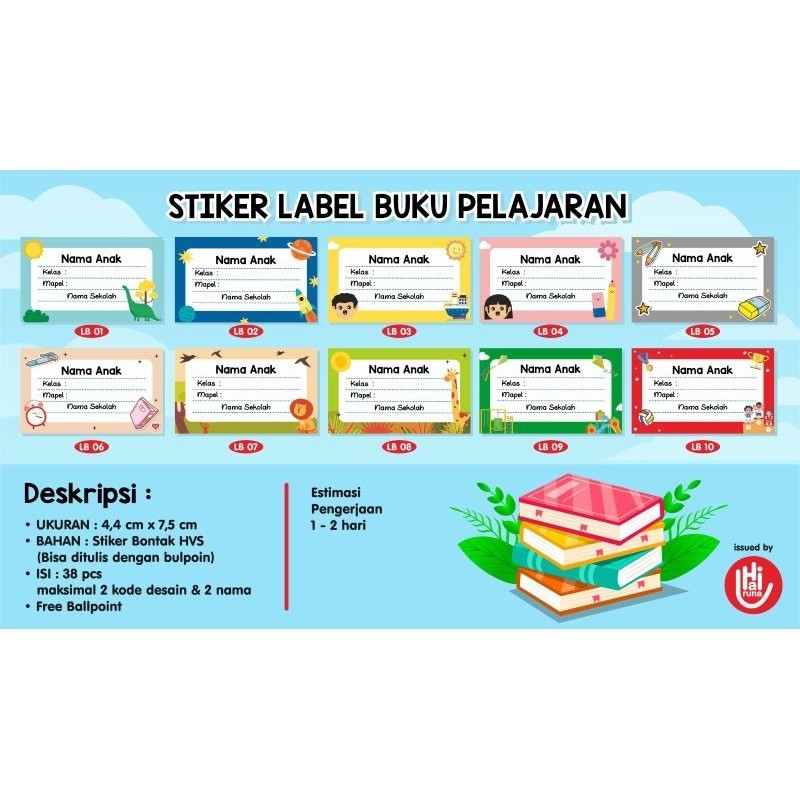 

sticker label buku pelajaran | sticker nama buku