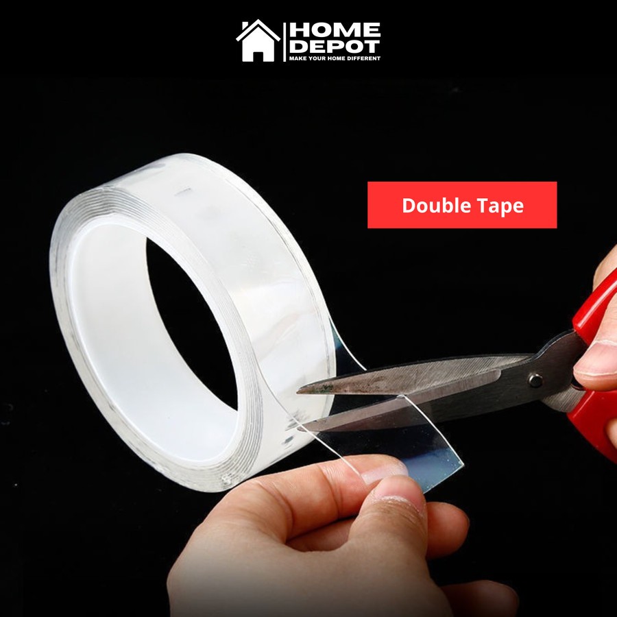 

Lakban Double Tape Perekat Bening No Trace Washable Sticker Transparan - Transparan, 100 x 3 cm