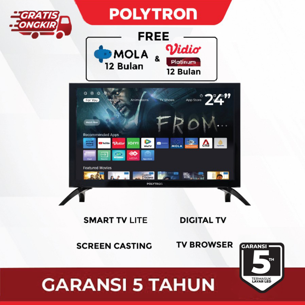TV LED POLYTRON 24 INCH SMART DIGITAL TV PLD24CV1869 24INCH PLD 24CV 1869 24CV1869