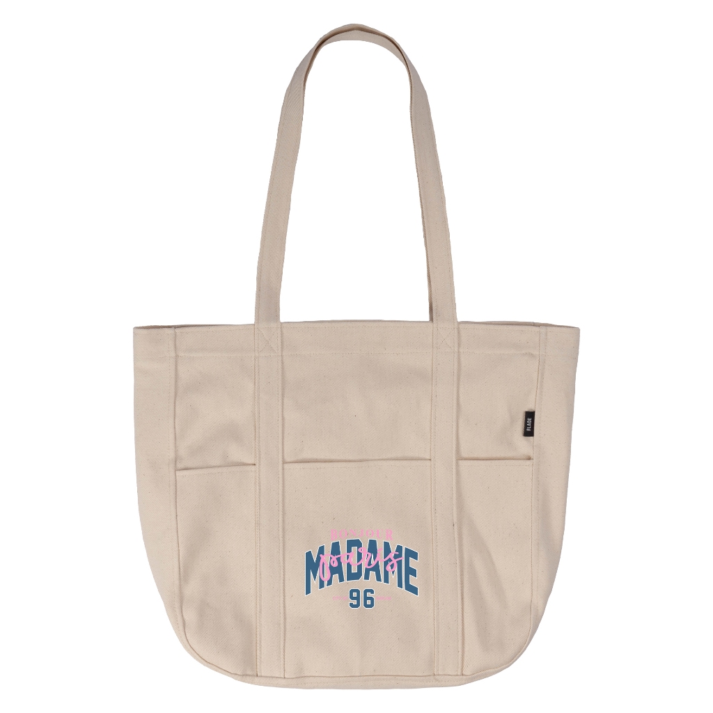 

ID FLADE STUDIOS TOTEBAG KANVAS CREAM RESLETING - TAS NONGKRONG KULIAH PRIA WANITA - CITY SERIES