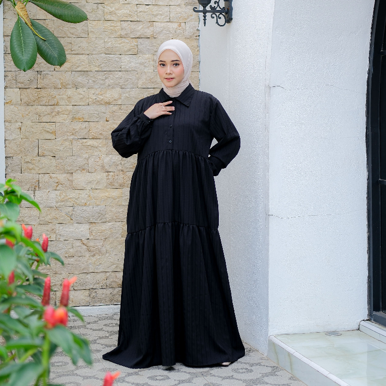 Zahwa Official Haifa Long Dress Gamis Mewah Bahan Katun Dobby Viscose Premium ALL size/Satu Ukuran