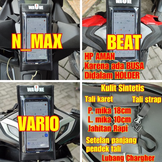 Istimewa Holder hp motor bahan kulit sintetis Tas holder hp di stang motor holder hp di dasbor motor