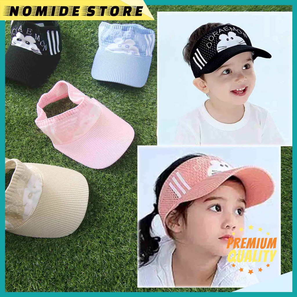 PROMO BESAR Topi Rajut Anak Visor Pantai Sunshade Motif Kartun Doraemon ANTI UV Topi Lucu Anak Laki 