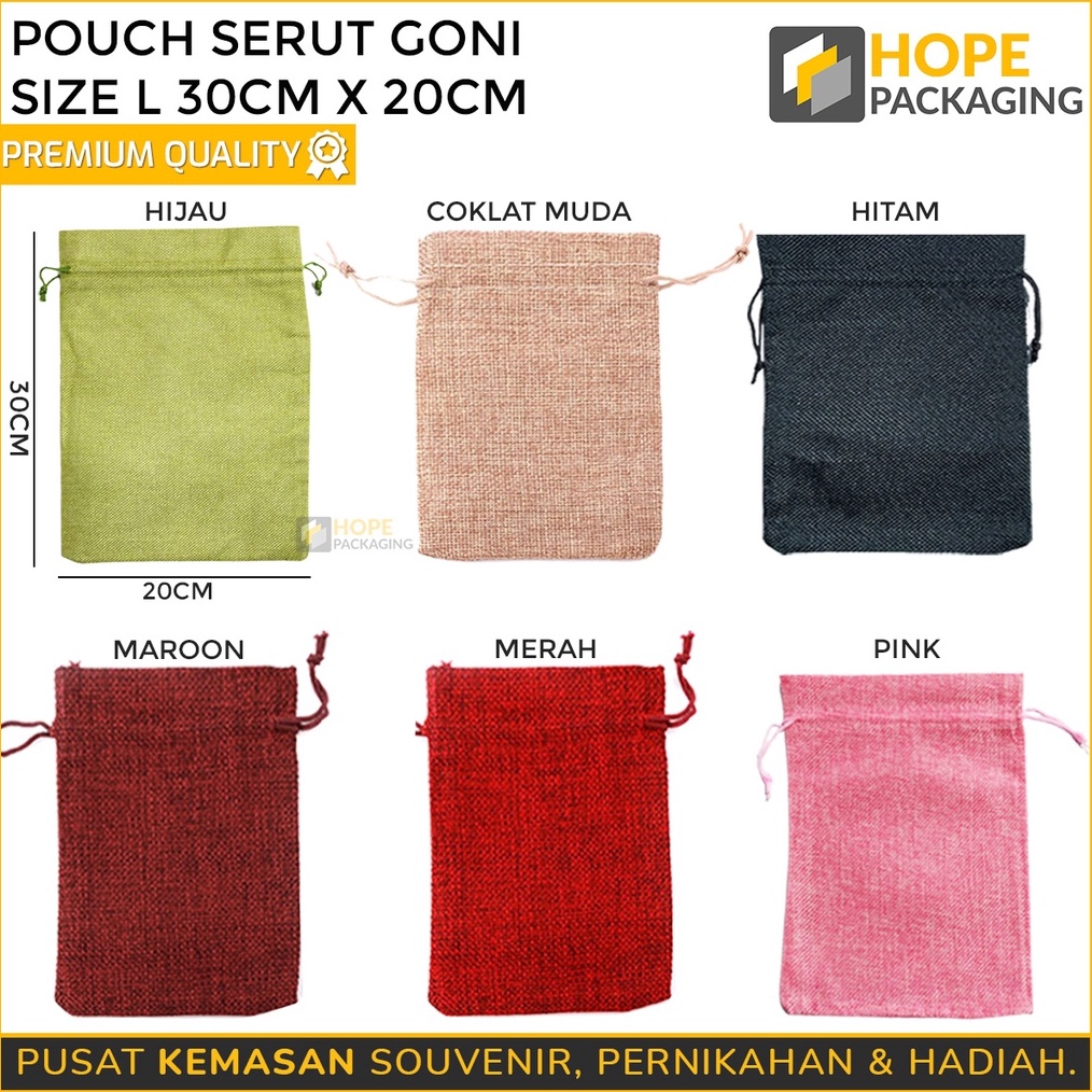 DISKON SPESIAL Harga 3 pcs Kemasan Travel Pouch Serut Kain Goni L 3x2 cm Kantong Warna Polos Serbagu