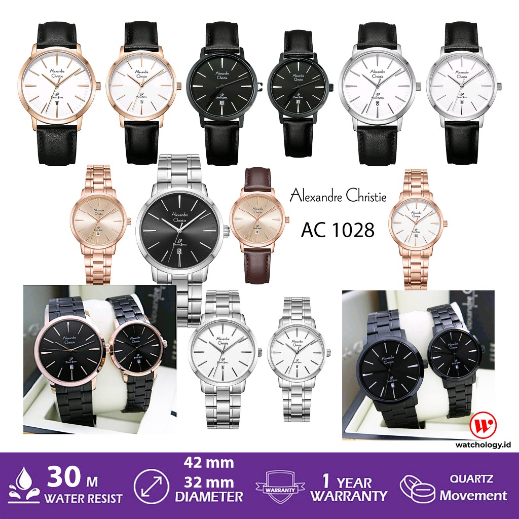 JAM TANGAN ALEXANDRE CHRISTIE COUPLE AC 1028 PRIMO STEEL ORIGINAL