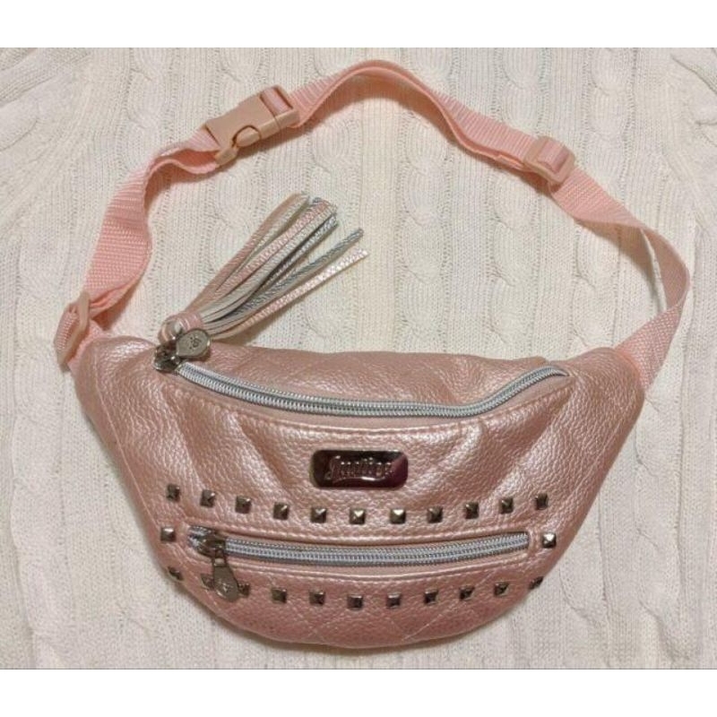 Justice Original Pebbled Studded Belt Bag Flash Pink