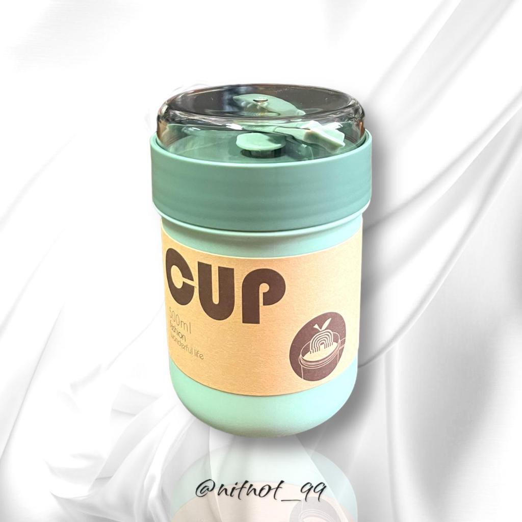 Cangkir Sup + Sendok Tahan Panas