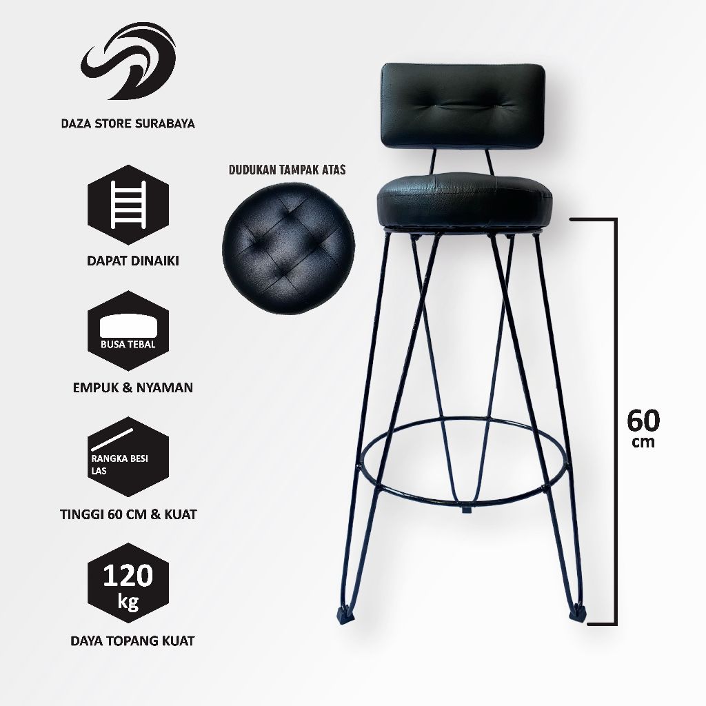 kursi sandaran oreo 60 cm / dudukan busa / sofa / salon / kursi cafe / kursi estetik / kursi lab / b