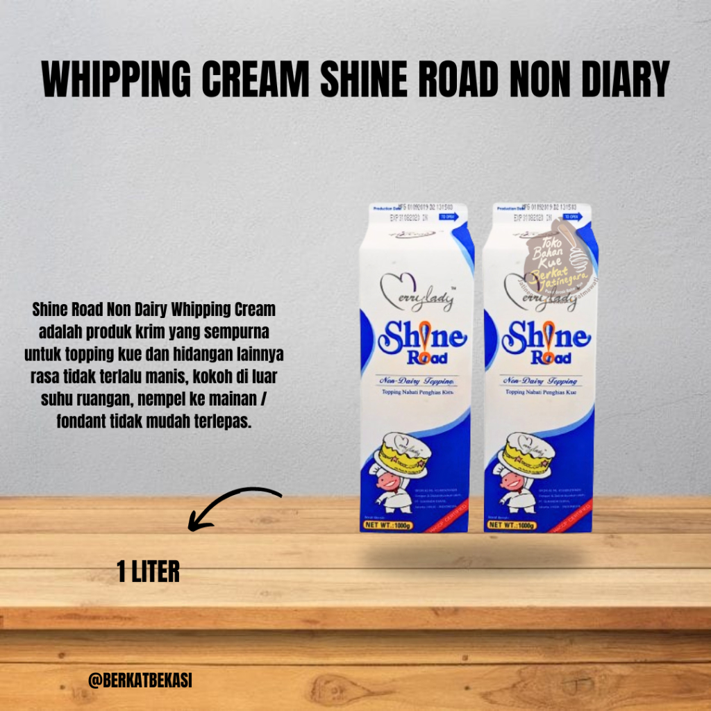

SHINE ROAD NON DIARY WHIPPING CREAM / SHINROAD KRIM KOCOK HALAL / 1 LITER