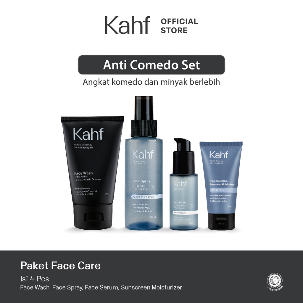 Kahf Paket Face Care Isi 4pcs - Face Wash + Sunscreen + Serum + Toner
