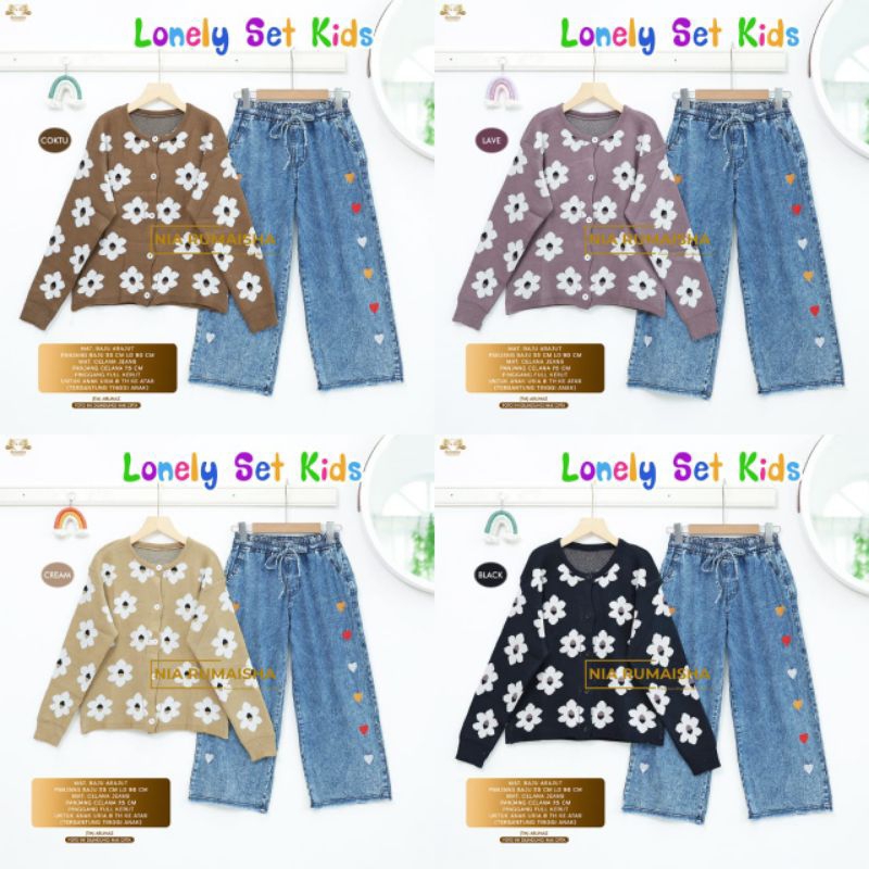 LONELY SET KIDS BY NIA RUMAISHA // ONE SET ANAK CELANA JEAN PLUS ATASAN RAJUT