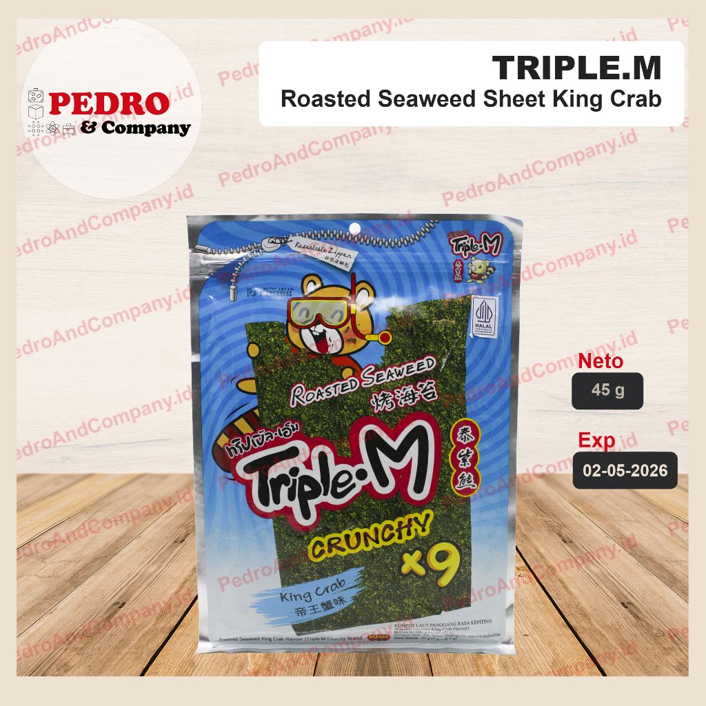 

Triple M roasted seaweed sheet KING CRAB (6 gr x 10pc) biru