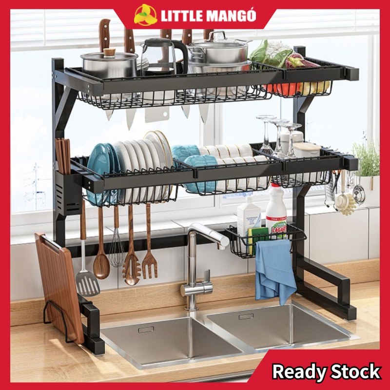 Rak Piring Tertutup Rak Cuci Piring Dapur Rak Lemari Dapur Rak Stainless Steel Penyimpanan Dapur Rak