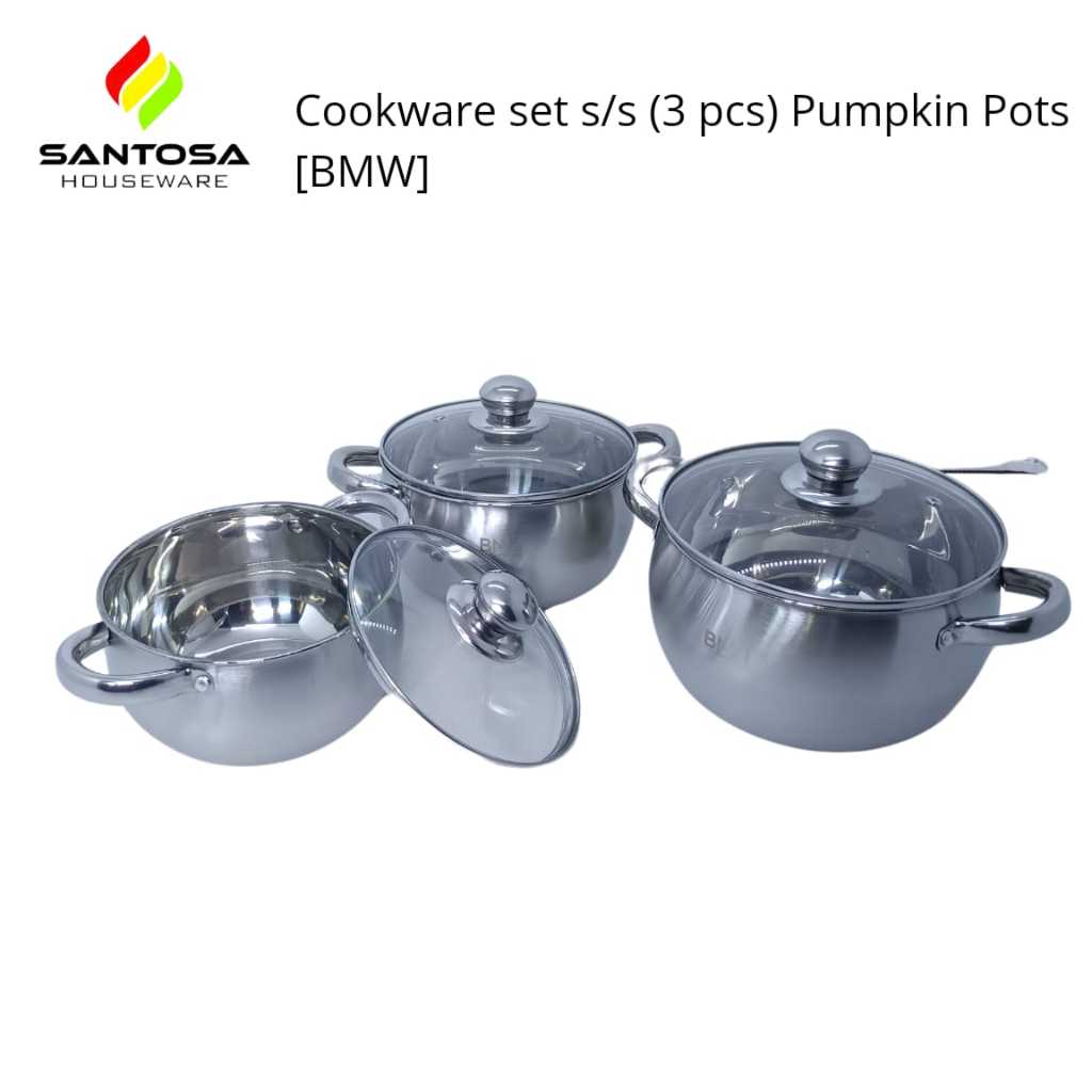 Cookware Set Stainless Steel (3 pcs) 16-18-20 Pumpkin Pots [ Bmw ]